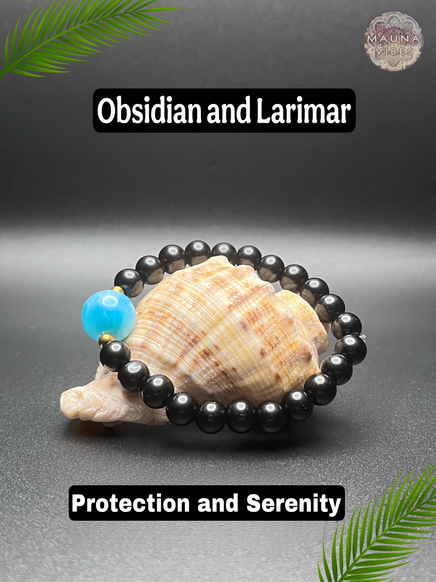 Coleção de pulseiras Larimar com quartzo rosa, ametista, olho de tigre e obsidiana | Joias de cristal com pedras preciosas para equilíbrio e proteção.