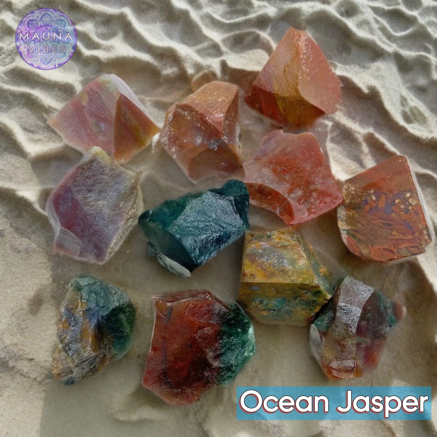 Jaspe oceánico natural en bruto: piedra de alegría, fluidez y sanación interior