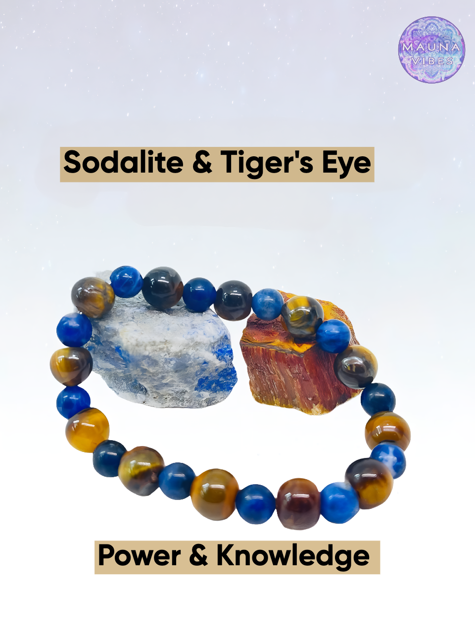 Pulsera de ojo de tigre y sodalita para hombre y mujer: fuerza, conexión a tierra, sabiduría, protección, confianza y equilibrio interior.