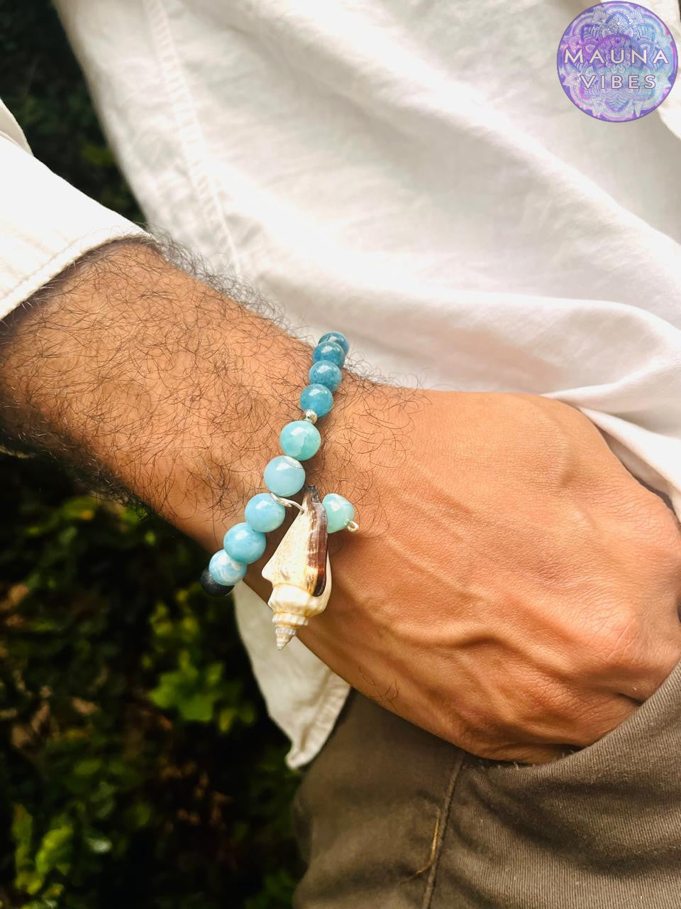 Pulsera Los 3 Mares Con Piedras Larimar, Apatita y Lapislázuli | Joyería de cristales curativos inspirados en el océano, pulsera bohemia