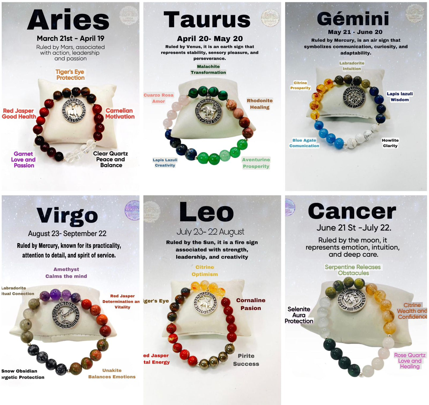Pulseras Zodiacales de Astrología para Hombre y Mujer- Regalo Perfecto para Apasionados de la Astrología