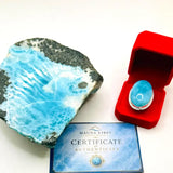 Larimar Adjustable Ring – Large Oval Dominican Blue Gemstone, 925 Sterling Silver