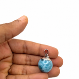 Larimar Bead Pendant with Silver Bail