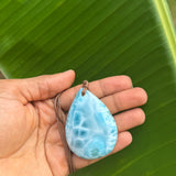 Larimar Necklace – High-Grade AAA Ocean Pattern Larimar, Large Translucent Teardrop,  Azul Collection #2