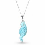 Larimar Cat Pendant Necklace, 925 Sterling Silver