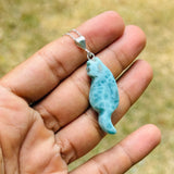 Larimar Cat Pendant Necklace, 925 Sterling Silver