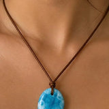 Larimar Stone Necklace – AAA Natural Super Blue Dominican Stone for Men & Women