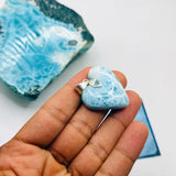 AAA Larimar Heart Pendant, 925 Sterling Silver