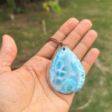 Larimar Necklace – High-Grade AAA Ocean Pattern Larimar, Large Translucent Teardrop,  Azul Collection #2