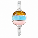 Larimar, Pink Coral & Dominican Amber Sterling Silver Bracelet