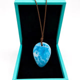 Larimar Stone Necklace – AAA Natural Super Blue Dominican Stone for Men & Women