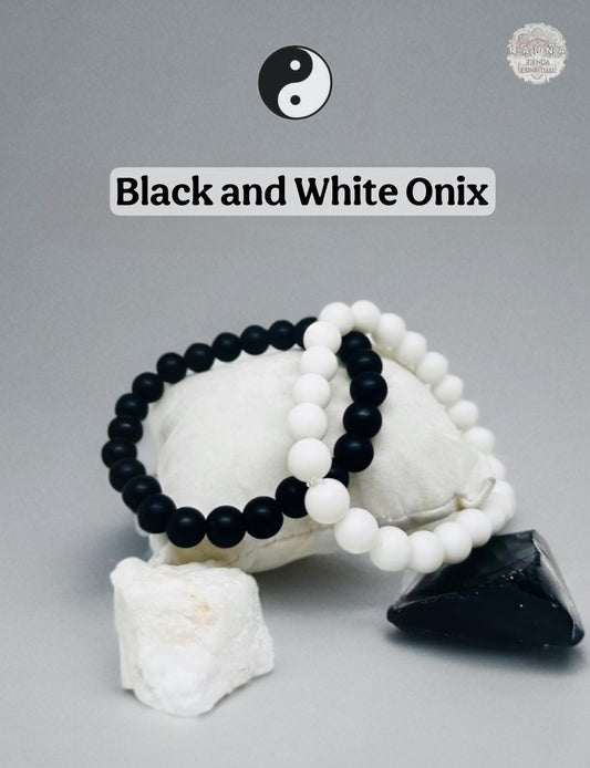 Black & White Onyx Bracelet Set – Yin Yang Balance, Unisex Protection & Harmony Jewelry