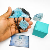 Larimar-Halskette – AAA Dominikanischer Blaustein an verstellbarem Band für Damen & Herren