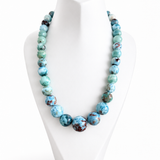 Larimar Bead Necklace with Red Matrix Inclusions – 925 Sterling Silver