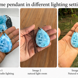 Larimar Necklace – High-Grade AAA Ocean Pattern Larimar, Large Translucent Teardrop,  Azul Collection #2