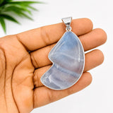 Larimar Moon Pendant With Dominican Amber – 925 Sterling Silver Jewelry