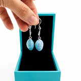 Larimar Heart Drop Earrings – Sterling Silver Ocean Blue Jewelry