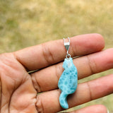 Larimar Cat Pendant Necklace, 925 Sterling Silver