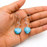 Larimar Heart Drop Earrings – Sterling Silver Ocean Blue Jewelry