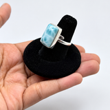 a rectangular larimar ring