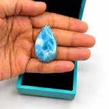 Larimar Ring – 925 Sterling Silver Adjustable - AAA Sky Blue Grade