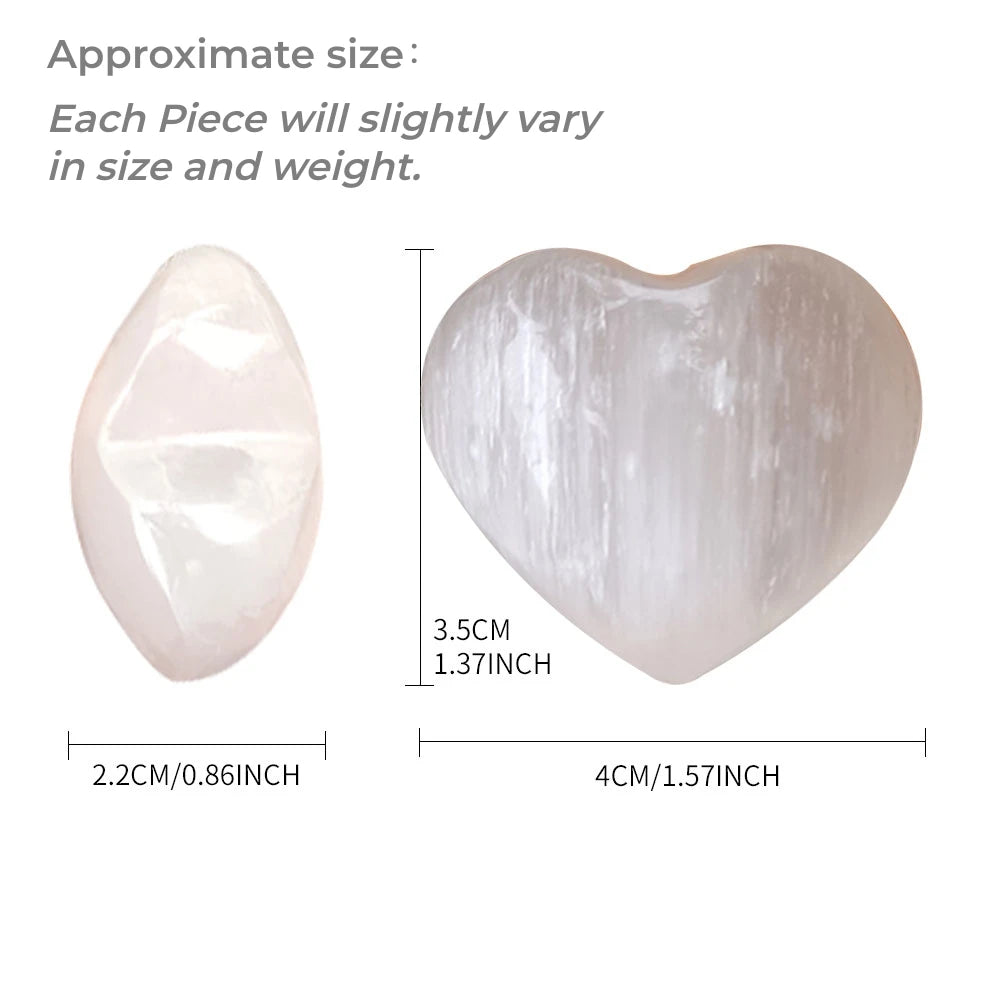Corazón de selenita natural – Cristal curativo de Reiki | Piedra autolimpiable para la limpieza energética y un regalo de decoración espiritual