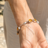 Larimar & Dominican Amber Bracelet in 925 Sterling Silver