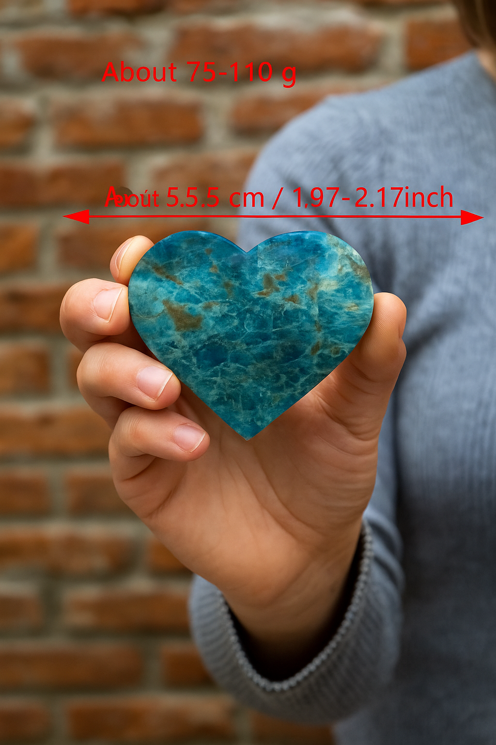 Blue Apatite Heart Crystal – Healing Stone for Reiki, Meditation & Home Décor