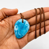 Larimar Stone Necklace – AAA Natural Super Blue Dominican Stone for Men & Women