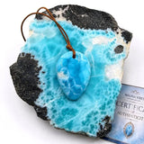Larimar Stone Necklace – AAA Natural Super Blue Dominican Stone for Men & Women