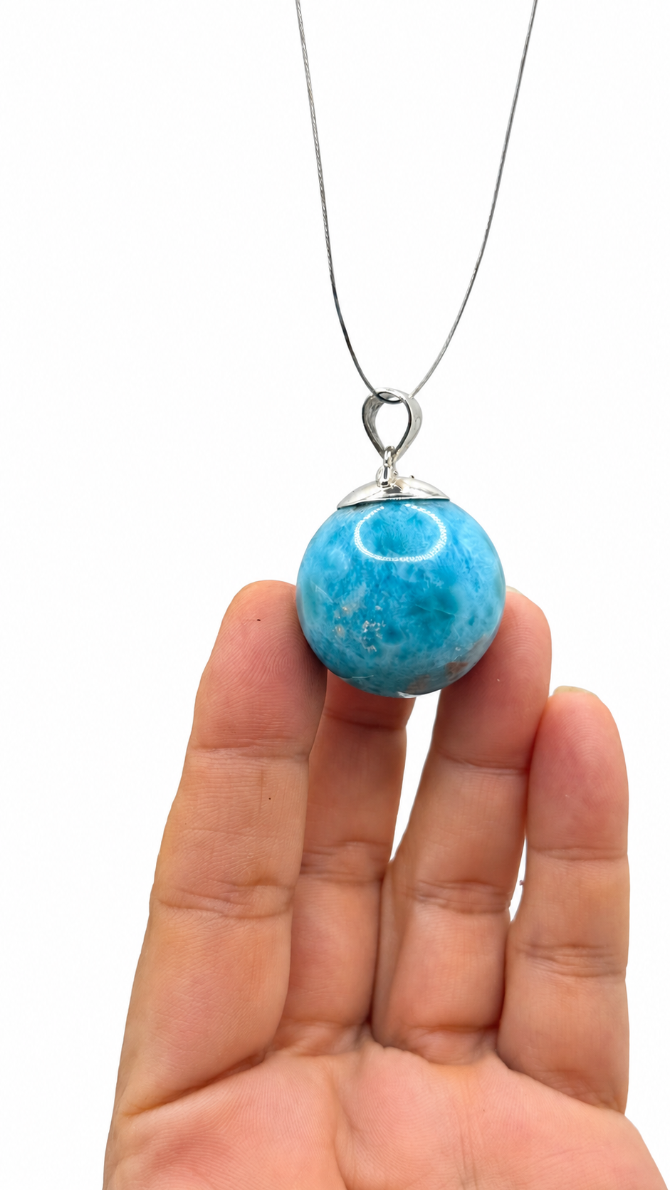 larimar bead necklace pendant
