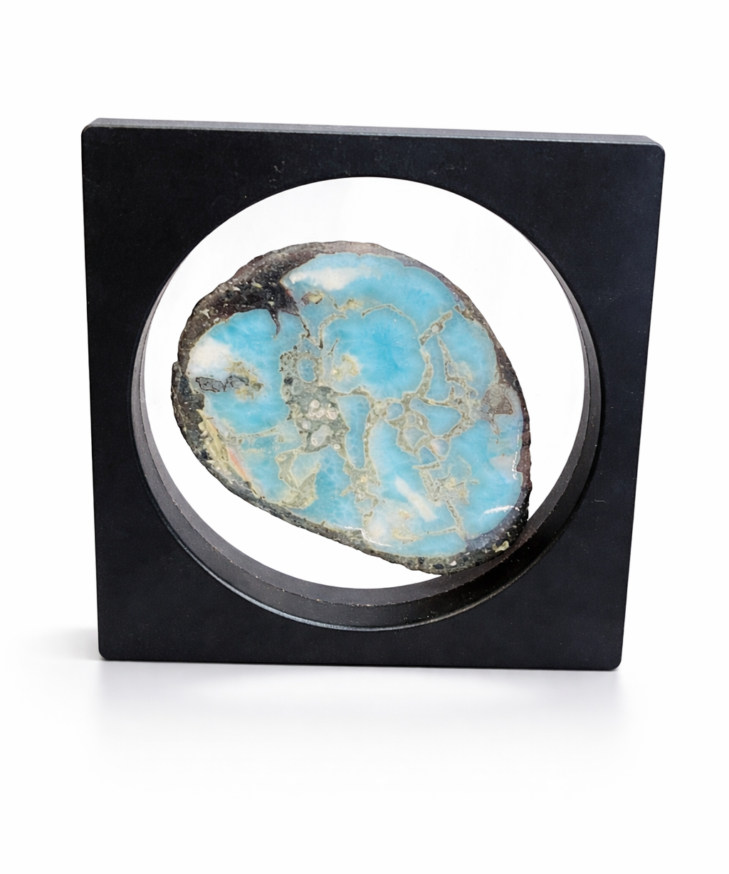 Larimar Stone Slab Specimen – Dominican Blue Crystal, Rare Stone Home Decor Collectors Piece