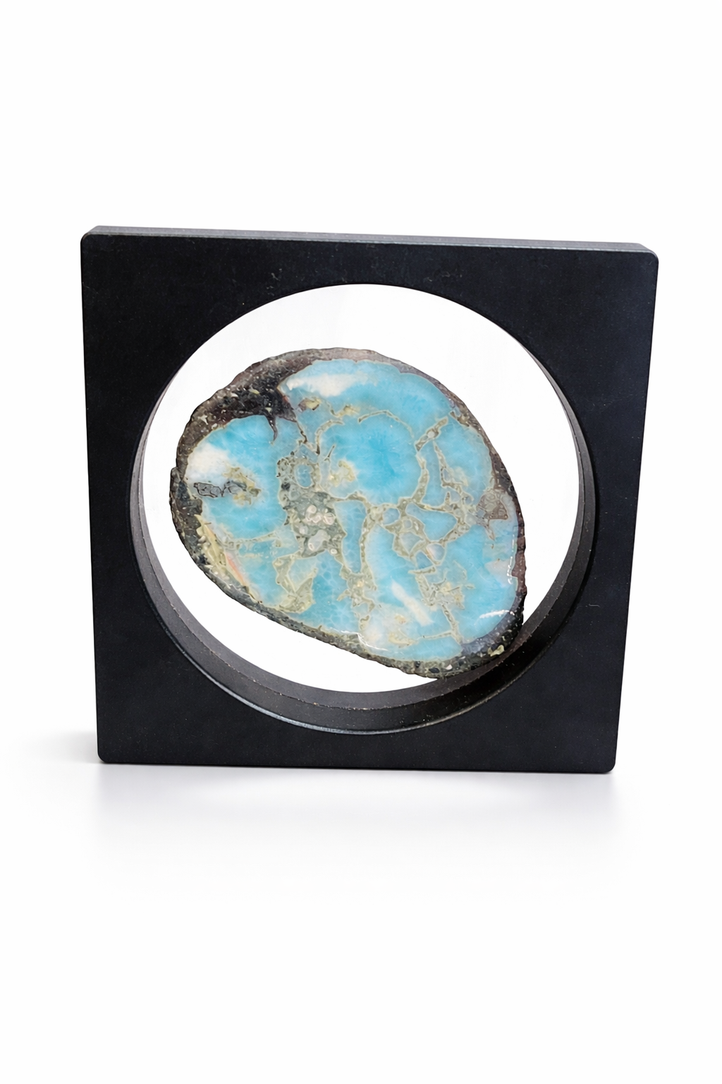 Larimar Stone Slab Specimen – Dominican Blue Crystal, Rare Stone Home Decor Collectors Piece