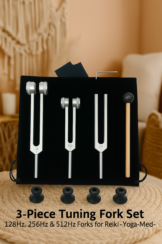 3-Piece Tuning Fork Set – 128Hz, 256Hz & 512Hz Aluminum Forks for Reiki, Yoga, Meditation & Sound Healing