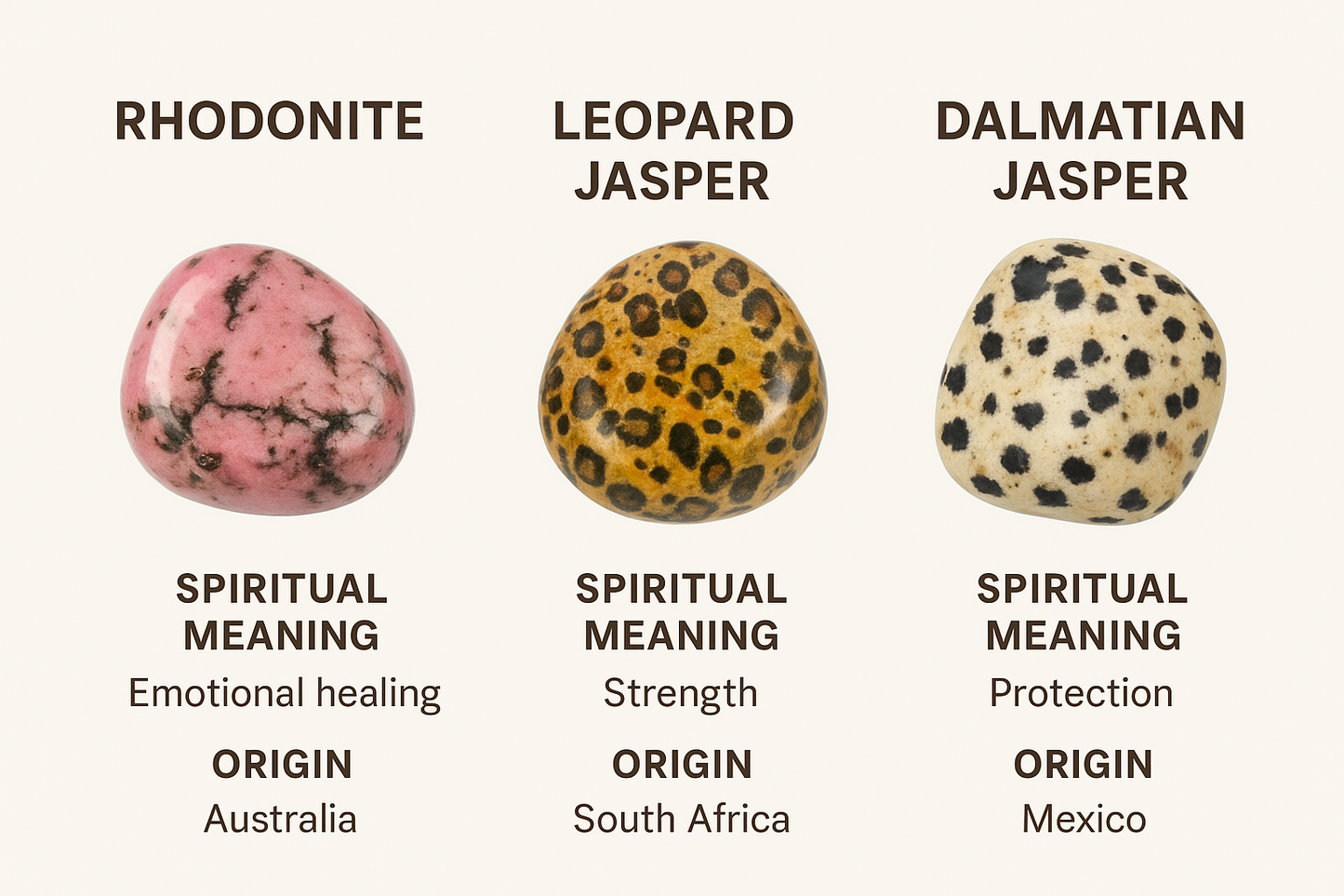 Gemstone Bracelet Set - Rhodonite Bracelet - Leopard Jasper Bracelet - Dalmatian Jasper Jewelry - Gift Box Set