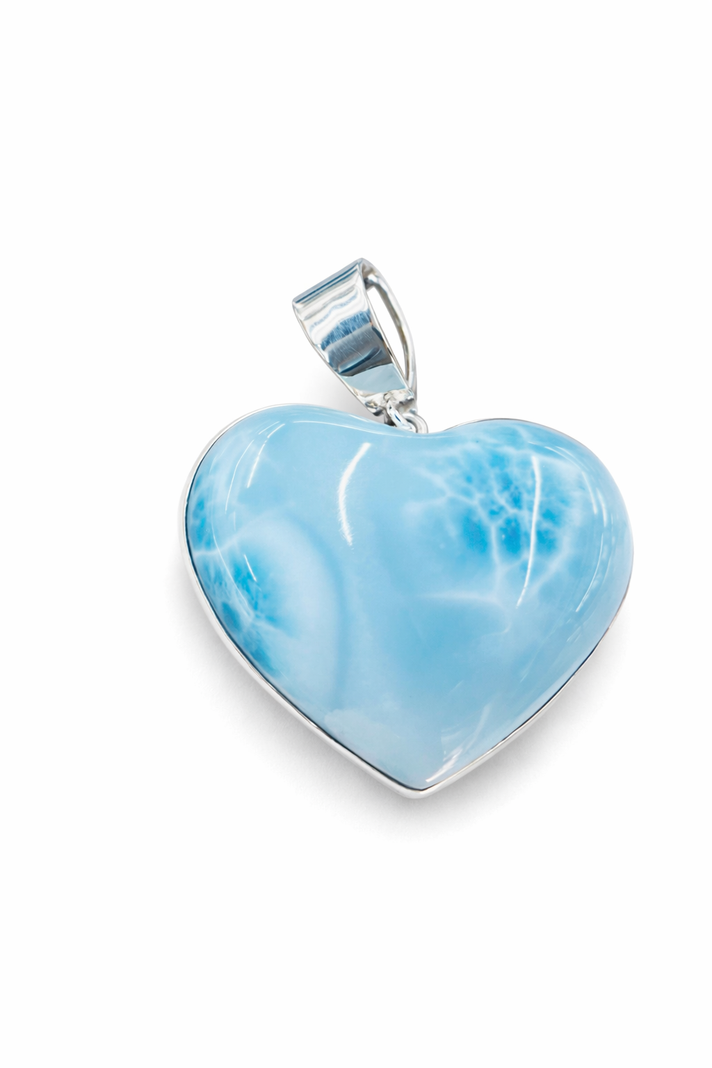 AAA Larimar Heart Pendant Necklace – 925 Sterling Silver, Dominican Stone- Womens Gift for Her