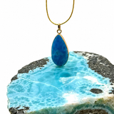 Super Blue Larimar Gold Plated Pendant