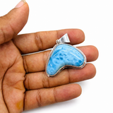 Larimar Tail Pendant Necklace in 925 Sterling Silver | Natural Dominican Larimar Jewelry Gift for Her
