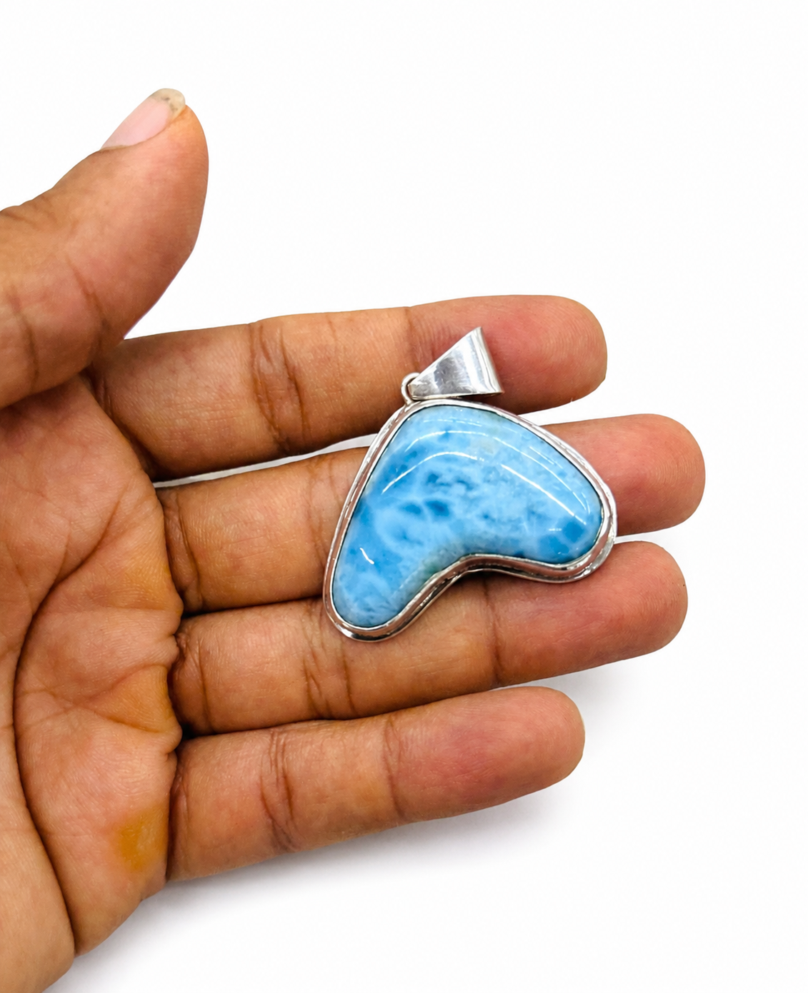 Larimar Tail Pendant Necklace in 925 Sterling Silver | Natural Dominican Larimar Jewelry Gift for Her