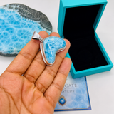 Larimar Tail Pendant Necklace in 925 Sterling Silver | Natural Dominican Larimar Jewelry Gift for Her
