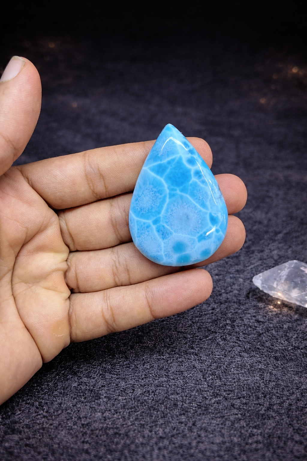 36g Larimar Cabochon Palmstone- AAA Dominican Larimar Freeform for Collectors & Jewelry Makers