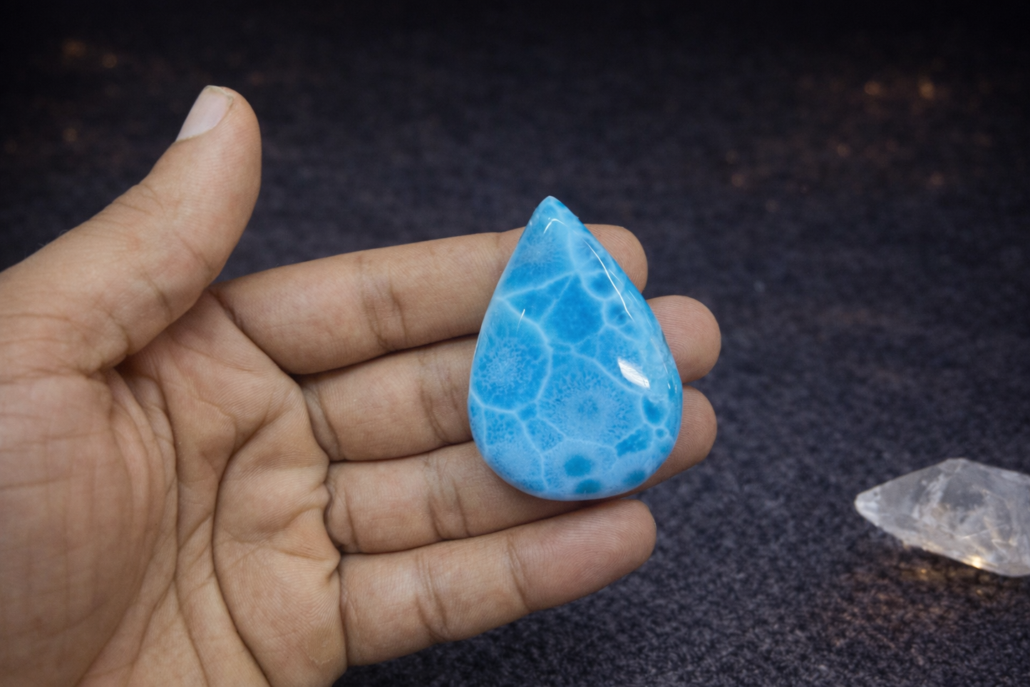36g Larimar Cabochon Palmstone- AAA Dominican Larimar Freeform for Collectors & Jewelry Makers
