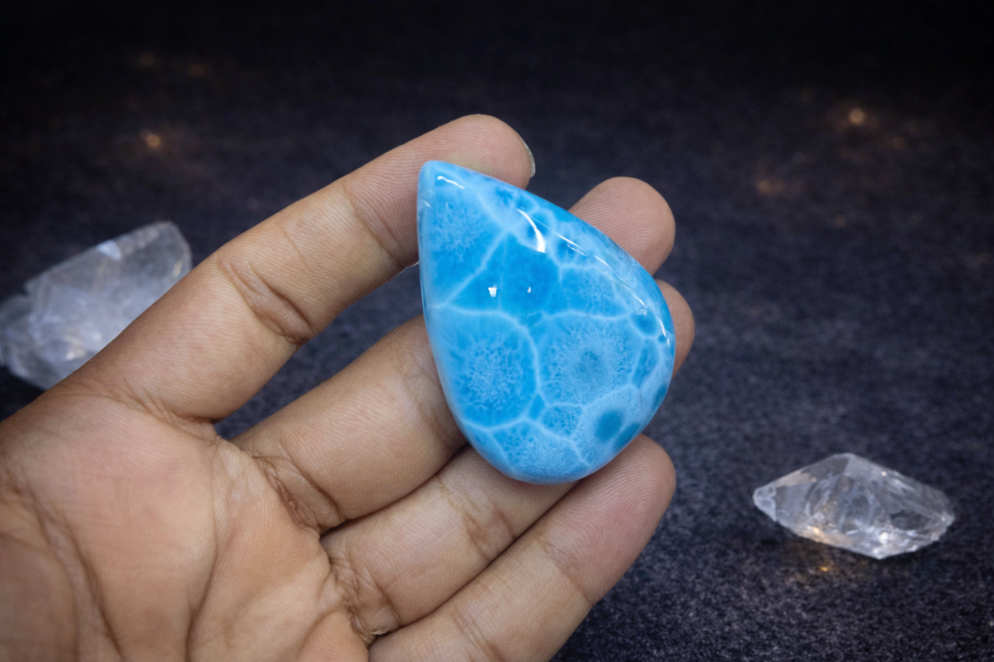 36g Larimar Cabochon Palmstone- AAA Dominican Larimar Freeform for Collectors & Jewelry Makers