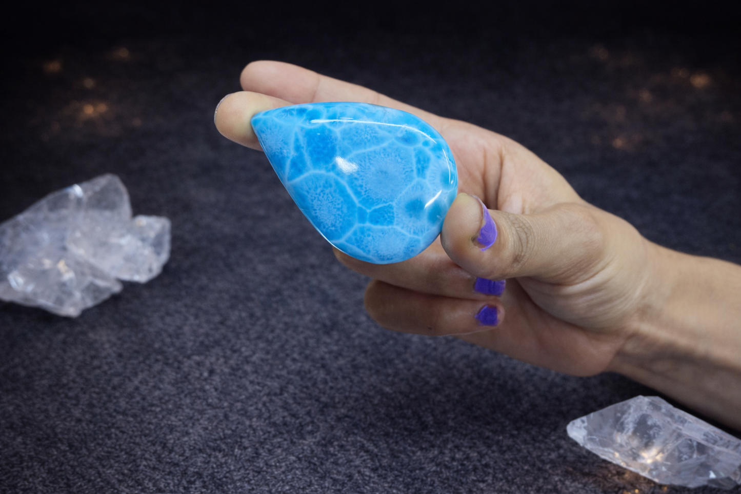 36g Larimar Cabochon Palmstone- AAA Dominican Larimar Freeform for Collectors & Jewelry Makers