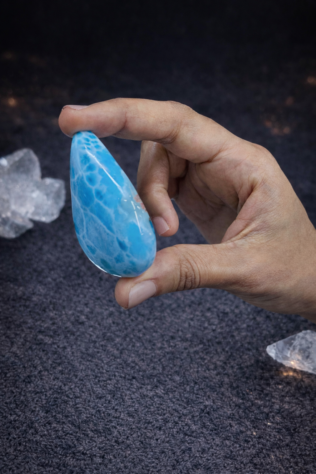 36g Larimar Cabochon Palmstone- AAA Dominican Larimar Freeform for Collectors & Jewelry Makers