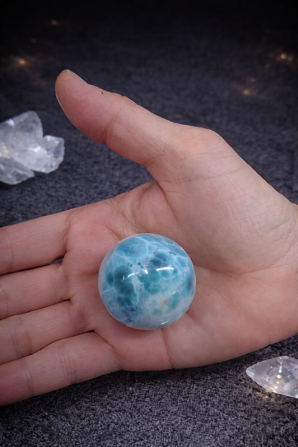 50g AAA Larimar Sphere – Rare Dominican Ocean Blue Crystal Ball, Collector Healing Stone