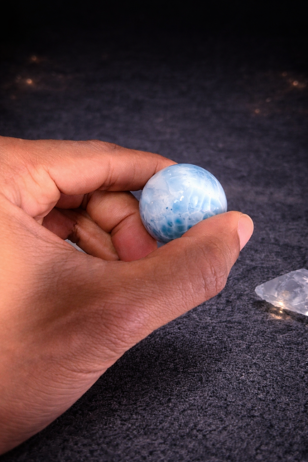 50g AAA Larimar Sphere – Rare Dominican Ocean Blue Crystal Ball, Collector Healing Stone