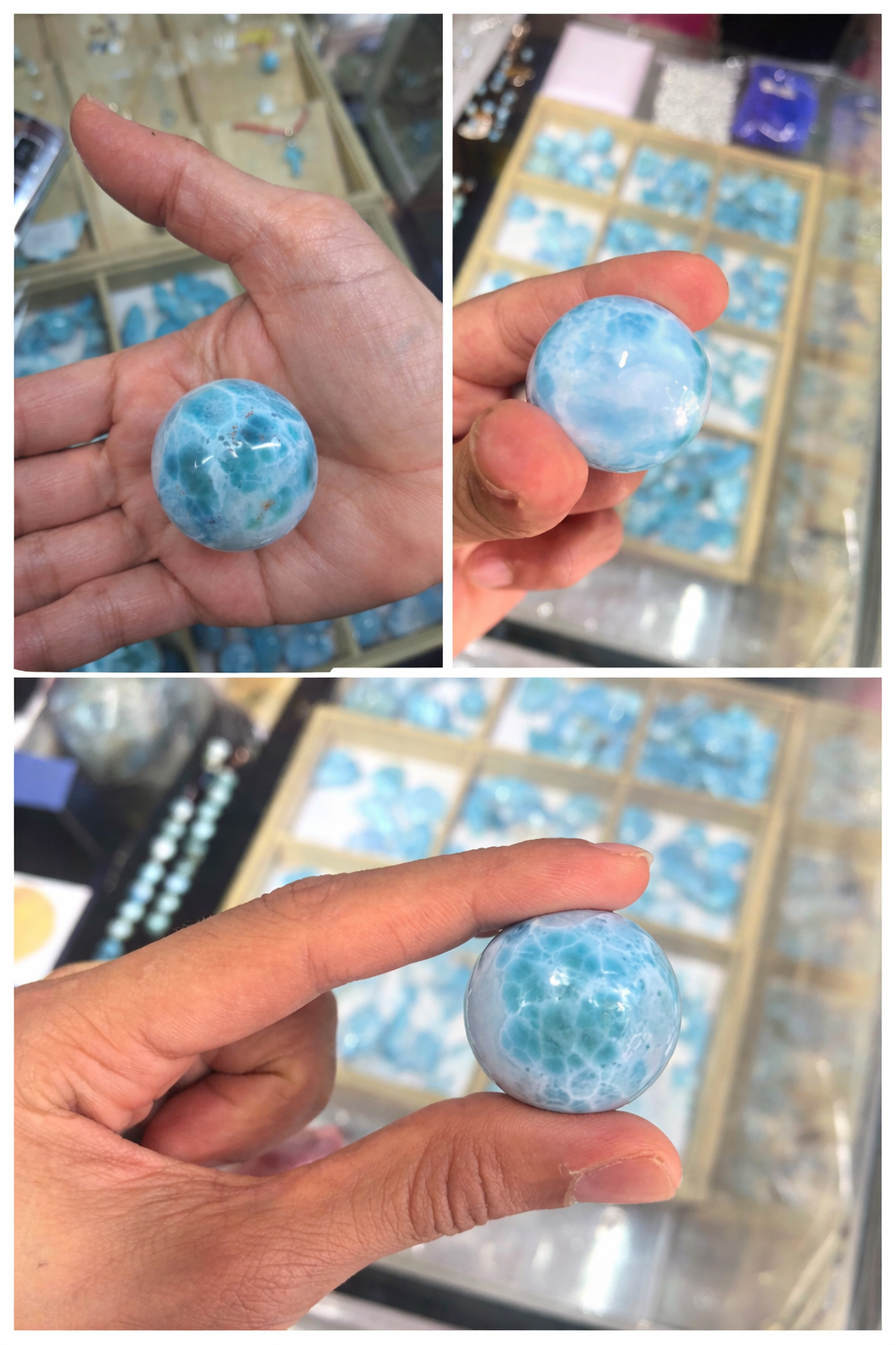 50g AAA Larimar Sphere – Rare Dominican Ocean Blue Crystal Ball, Collector Healing Stone