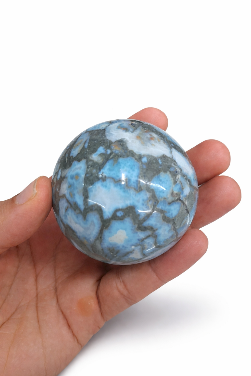Larimar Sphere, Rare Taíno Specimen, Blue Crystal Ball, 362g for Meditation & Home Decor