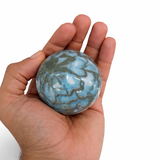 Larimar Sphere, Rare Taíno Specimen, Blue Crystal Ball, 362g for Meditation & Home Decor